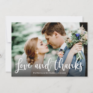 Liebe und Dank Elegante Foto-Hochzeit Danke Karte