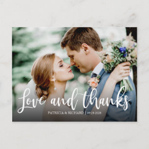 Liebe und Dank Elegante Foto-Hochzeit Danke Postkarte
