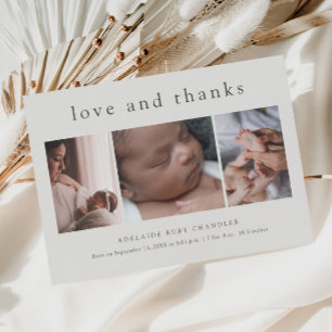 Liebe und Dank Foto-Collage Neue Baby Dankeschön Postkarte