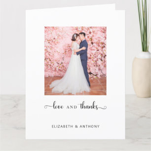 Liebe und Dank Foto Elegante Script Chic Hochzeit Dankeskarte