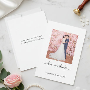 Liebe und Dank Foto Elegantes Script Chic Hochzeit Dankeskarte