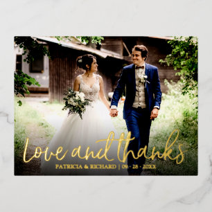 Liebe und Dank Foto Hochzeit Danksagung Folie Folien Feiertagspostkarte