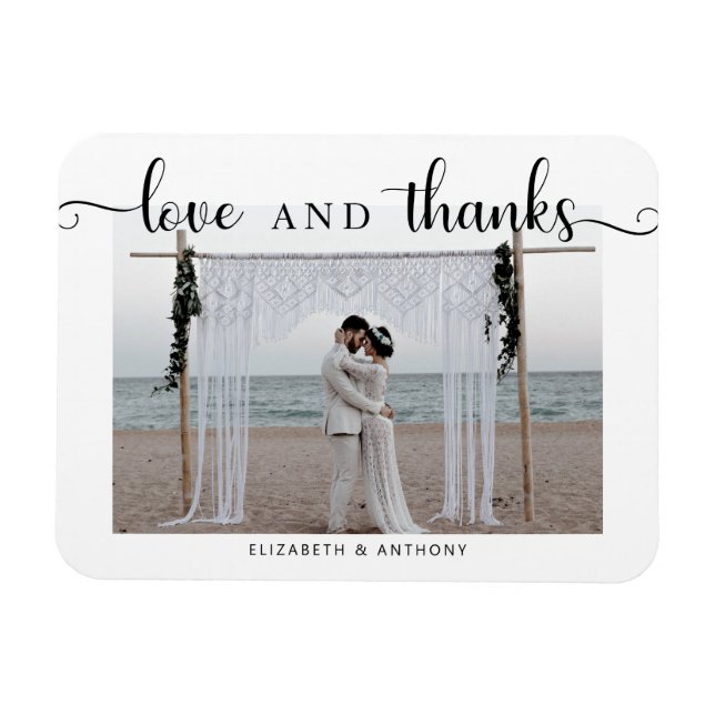 Liebe und Dank Foto Hochzeit Einfaches Elegantes C Magnet (Horizontal)