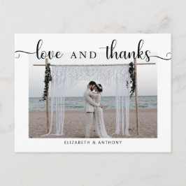 Liebe und Dank Foto Hochzeit Einfaches Elegantes C Postkarte