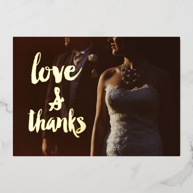 Liebe und Dank Foto Vielen Dank für Ihre Hochzeit Folieneinladung (Vorderseite)