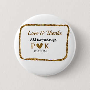 Liebe und Dank fügen Sie Pärchen Namen goldschwarz Button