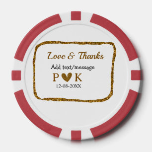 Liebe und Dank fügen Sie Pärchen Namen goldschwarz Pokerchips