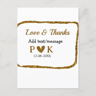 Liebe und Dank fügen Sie Pärchen Namen goldschwarz Postkarte