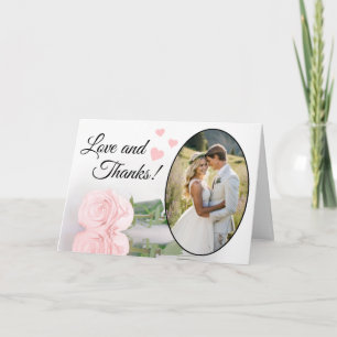 Liebe und Dank für die elegante Rosenhochzeit in R Dankeskarte