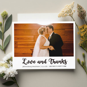 Liebe und Dank für Hochzeit Foto Chic Modern Postkarte