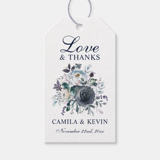 Liebe und DANK für Hochzeiten und Hochzeiten mit B Geschenkanhänger (Vorderseite)