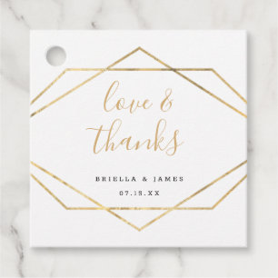 Liebe und Dank geometrisches Gold Hochzeit danke Geschenkanhänger