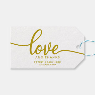 Liebe und Dank - Gold Calligrafy Gastgeschenk Hoch Geschenkanhänger