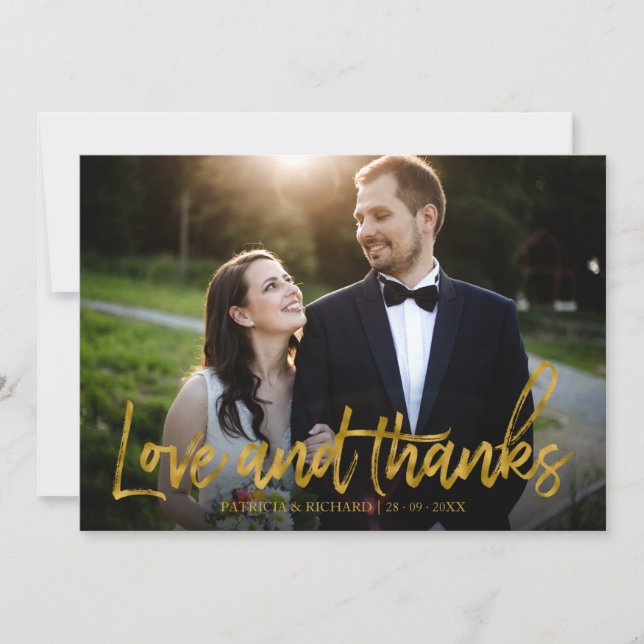 Liebe und Dank Gold Foil Hochzeit Vielen Dank Foto Karte (Vorderseite)