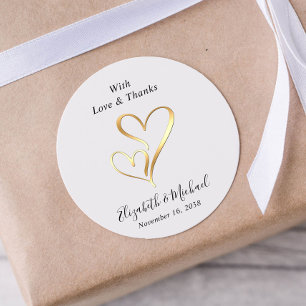 Liebe Und Dank Gold Herz Hochzeit Runder Aufkleber