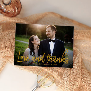 Liebe und Dank Goldfolie Hochzeit Danke Foto Karte