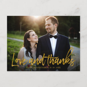 Liebe und Dank Goldfolie Hochzeit Danke Foto Postkarte