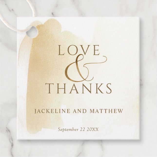 Liebe und Dank, goldgelbes Wasser Geschenkanhänger (Vorderseite)