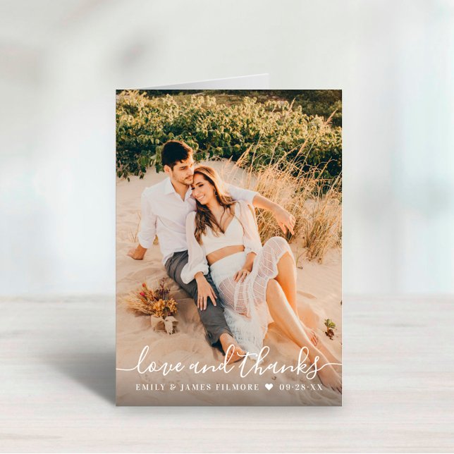 Liebe und dank handgeschriebenem Skript-Hochzeitss Dankeskarte (Von Creator hochgeladen)