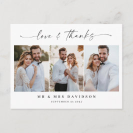 Liebe und dank handgeschriebenem Skript-Hochzeitss Postkarte