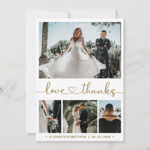 Liebe und dank Herz-Script Foto Collage Hochzeit Dankeskarte