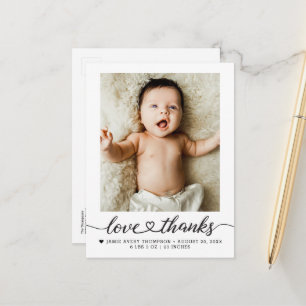 Liebe und Dank Herzschrift Foto Geburtssterne Postkarte