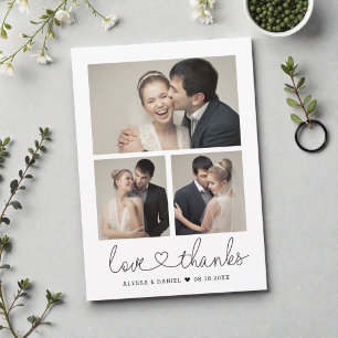 Liebe und Dank Herzschrift Personal Wedding Fotos Dankeskarte