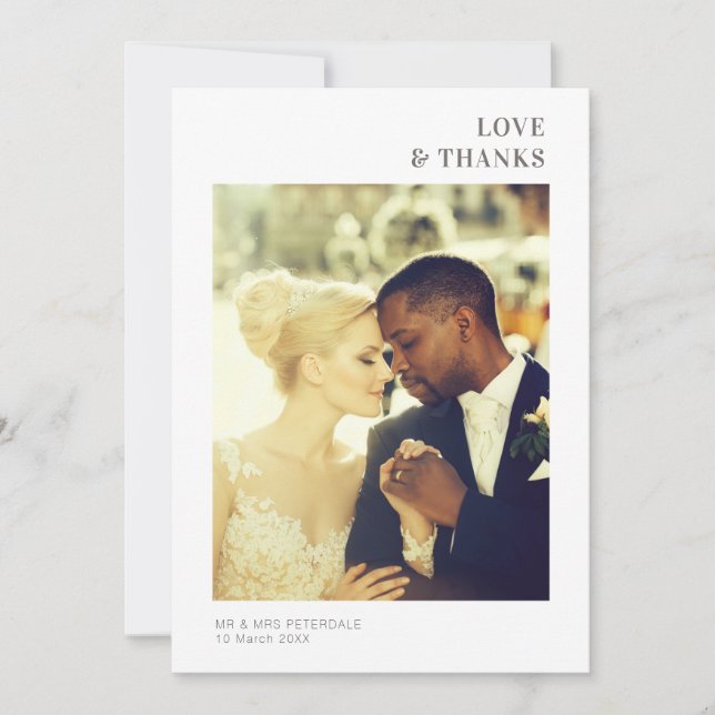 LIEBE UND DANK | Hochzeit danke Ihnen Fotokarte (Vorderseite)