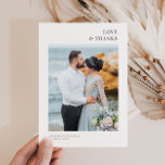 LIEBE UND DANK | Hochzeit Dankeschön Karte<br><div class="desc">Modernes Design mit Foto. Sie können Ihr eigenes Bild hochladen und bearbeiten. Text und Farben können personalisiert werden.</div>