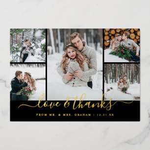 Liebe und Dank Hochzeit Foto Collage Foil Card Folien Feiertagskarte