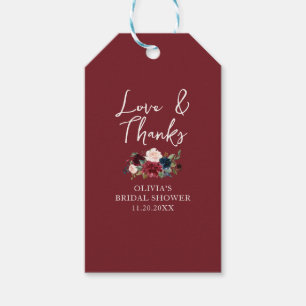 Liebe und Dank Hochzeitsbrause Geschenkanhänger