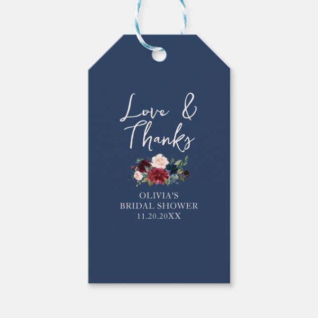 Liebe und Dank Hochzeitsbrause Geschenkanhänger (Vorderseite)