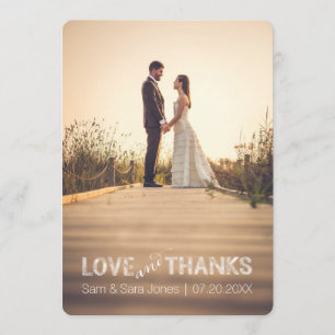 Liebe und Dank   Hochzeitstypografie-Overlay   Dankeskarte