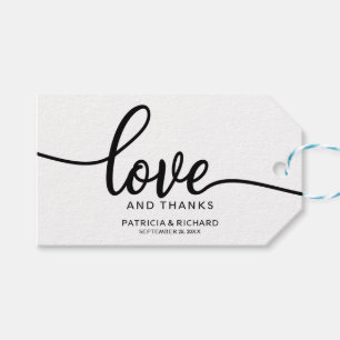 Liebe und Dank - Kalligrafie-Etiketten für Hochzei Geschenkanhänger