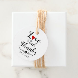 Liebe und Dank Kalligraphie Hochzeit Rotes Herz Geschenkanhänger