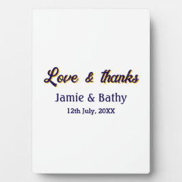 Liebe und dank lila orangefarbener Ehedatum Fotoplatte