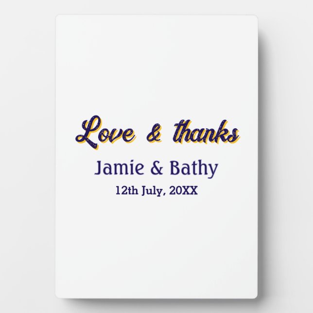 Liebe und dank lila orangefarbener Ehedatum Fotoplatte (Vorderseite)