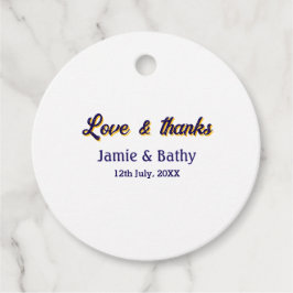 Liebe und dank lila orangefarbener Ehedatum Geschenkanhänger