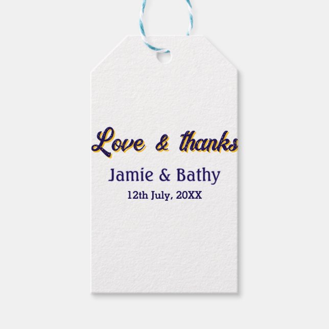 Liebe und dank lila orangefarbener Ehedatum Geschenkanhänger (Vorderseite)