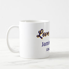 Liebe und dank lila orangefarbener Ehedatum Kaffeetasse