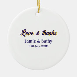 Liebe und dank lila orangefarbener Ehedatum Keramik Ornament