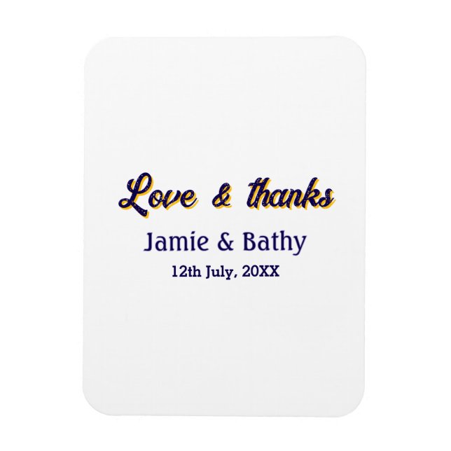 Liebe und dank lila orangefarbener Ehedatum Magnet (Vertikal)