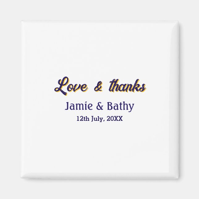 Liebe und dank lila orangefarbener Ehedatum Magnet (Vorne)