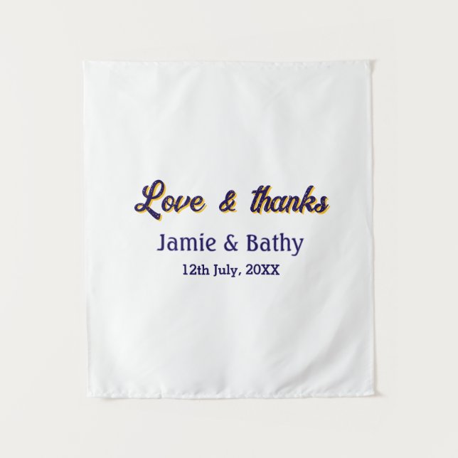 Liebe und dank lila orangefarbener Ehedatum Wandteppich (Vorderseite)