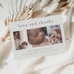 Liebe und Dank Minimal 3 Fotocollage Neues Baby Dankeskarte<br><div class="desc">Liebe und Dank Minimal 3 Foto Collage New Baby Dankeschön Card mit einfachem Typ und 3 Bilder von Neugeborenen auf der Vorderseite. Der Rücken hat eine persönliche Nachricht von der Familie. Klicken Sie auf die Schaltfläche Bearbeiten,  um dieses Design mit Ihren Fotos und Details anzupassen.</div>