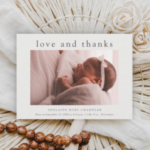 Liebe und Dank Minimal 3 Fotocollage Neues Baby Dankeskarte