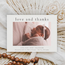 Liebe und Dank Minimal Foto Baby