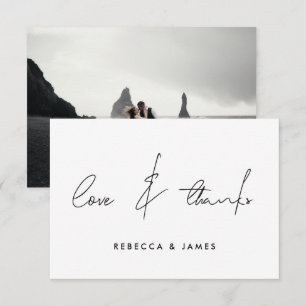 Liebe und Dank Minimal Foto Kalligrafie Hochzeit Dankeskarte