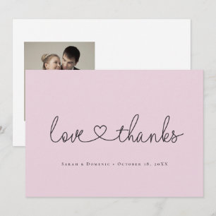 Liebe und Dank Minimalistische Schrift Herz Foto r Dankeskarte