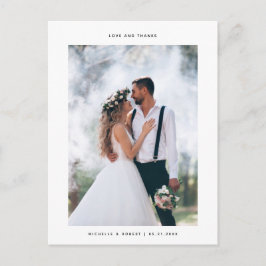Liebe und Dank Minimalistischen Hochzeitsstils Fot Postkarte